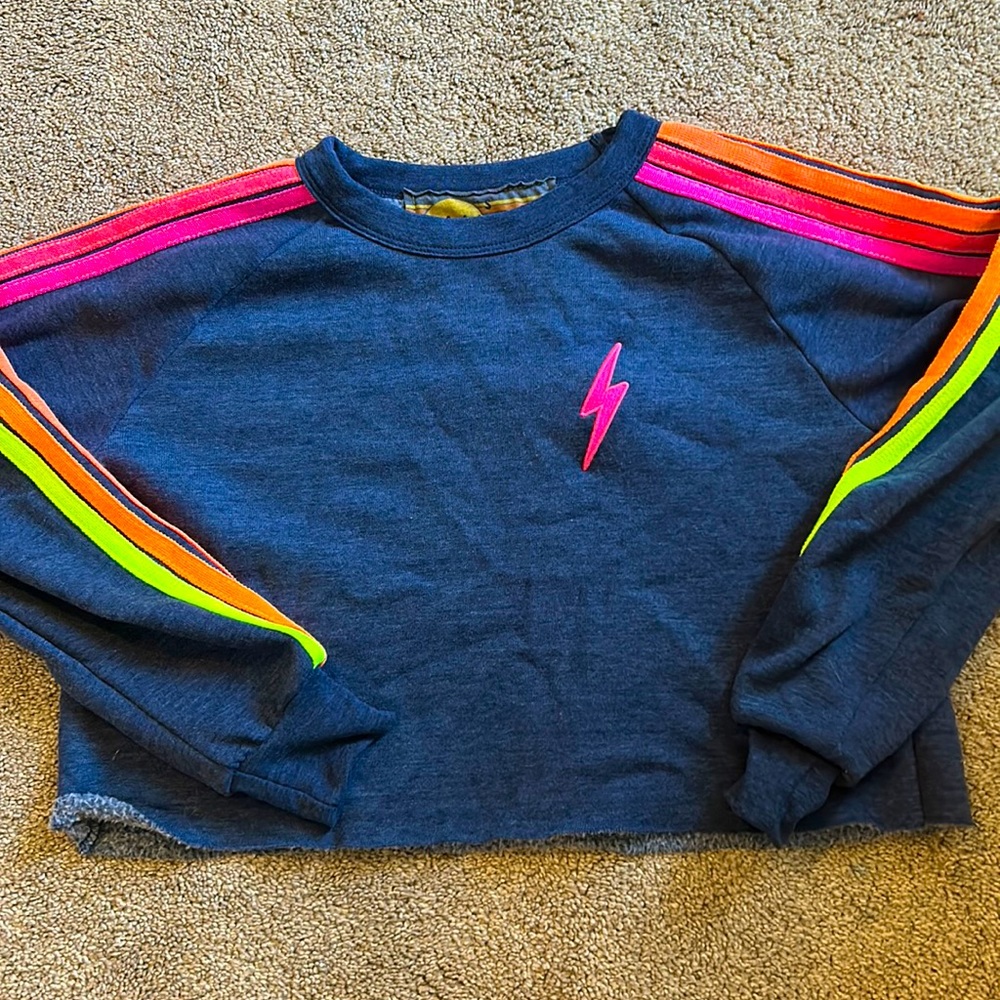 Aviator Nation Striped Cropped Sweatshirt